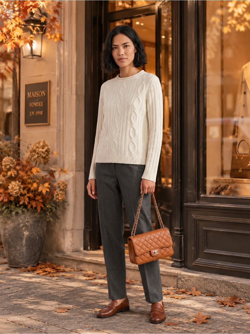 NWT Ivory Cable Knit Sweater S Classic Elements Soft Cozy Cottagecore Fall Chic